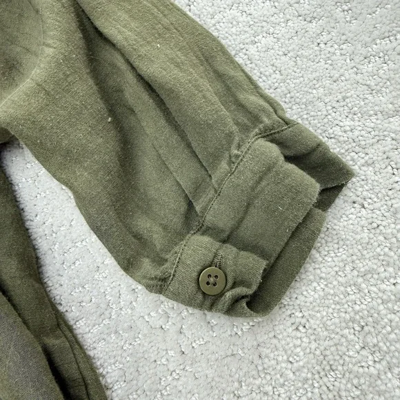 Runaway Bicycle Cotton Silk Poet Blouse Olive Handmade Size S/M $225 Lagenlook